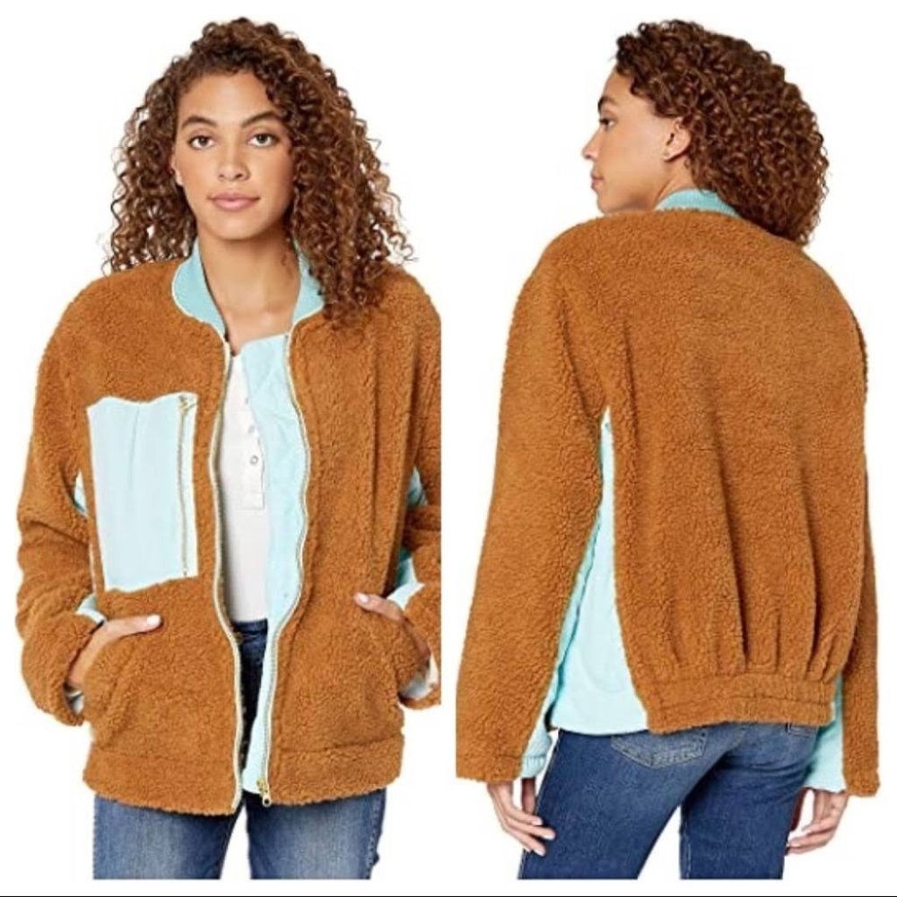 Free People Rivington Sherpa Colorblock Jacket XS